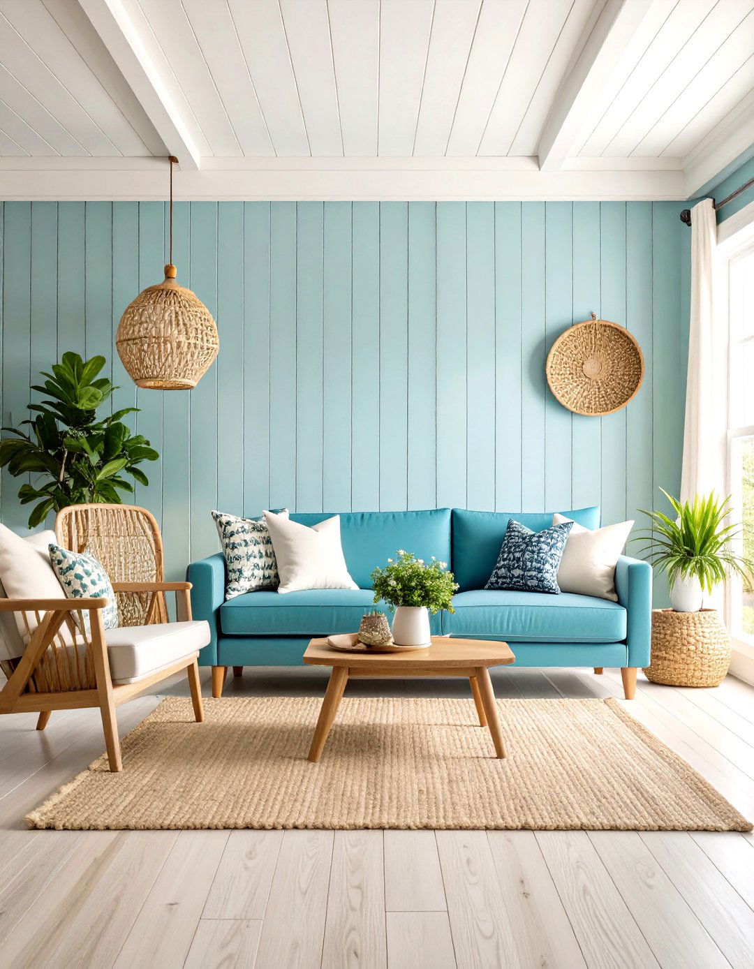 Classic Horizontal White Shiplap Living Room Accent Wall - 24 Shiplap Wall Ideas