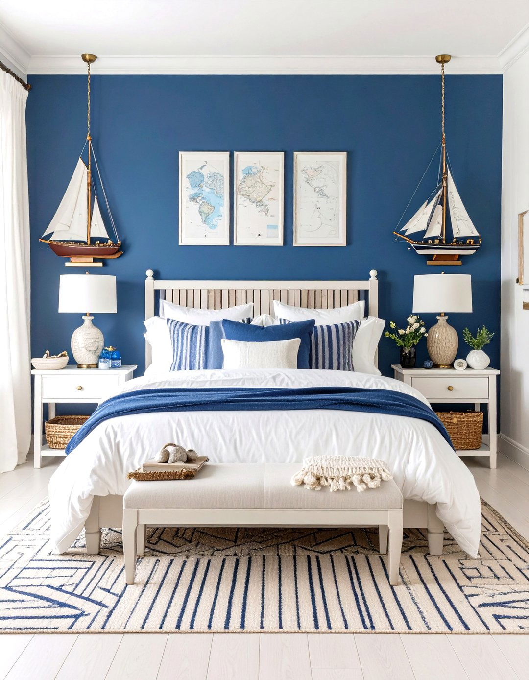 Classic Nautical Navy Bedroom Design - 24 Ocean-themed Bedroom Ideas
