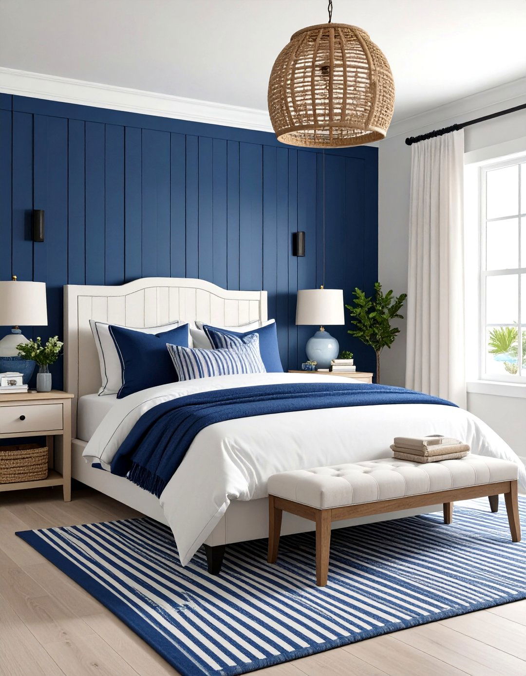 Classic Navy and White Nautical - 24 Black and Blue Bedroom Ideas