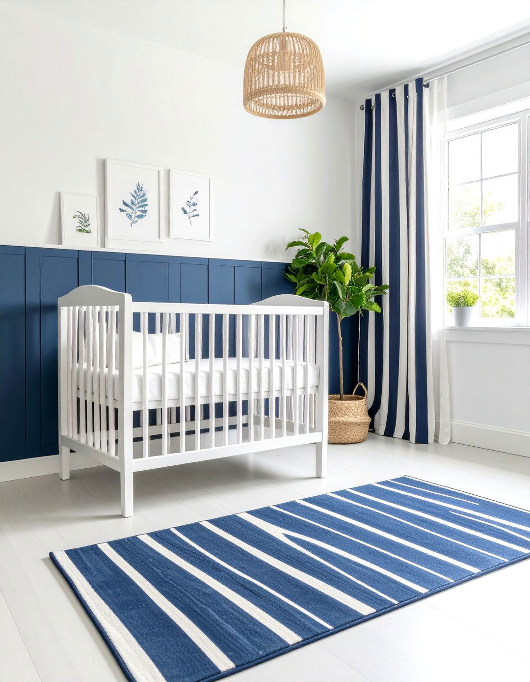 Classic Navy and White Striped Sanctuary - 24 Nautical Nursery Ideas