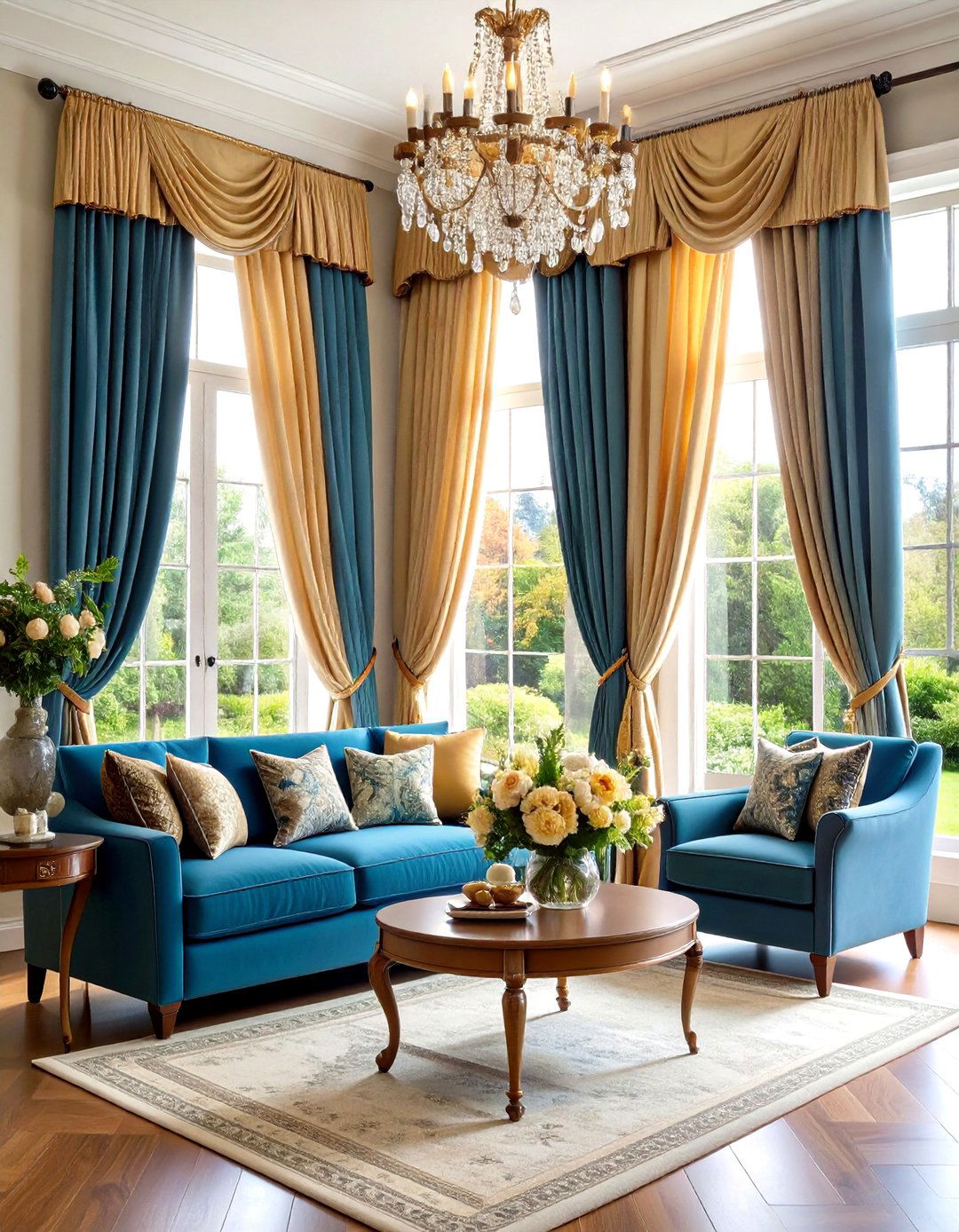 Classic Pinch Pleat Curtain Arrangements - 24 Living Room Curtain Ideas