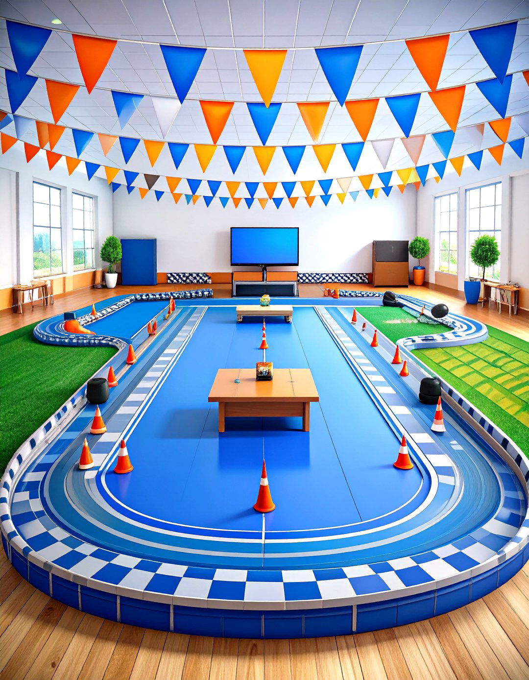 Classic Racing Circuit Setup - 24 Hot Wheels Birthday Party Ideas