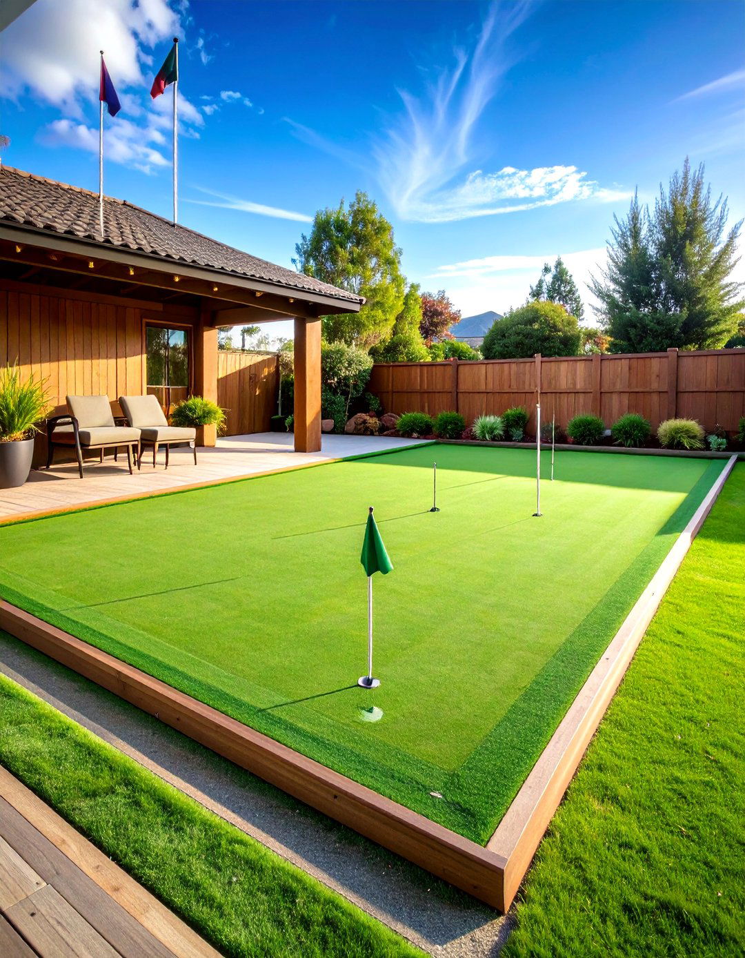 Classic Rectangular Putting Green with Fringe - 24 Backyard Putting Green Ideas