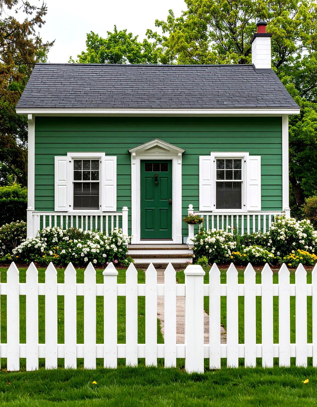 Classic Sage Green with White Trim Elegance - 24 Sage Green Painted Brick House Ideas