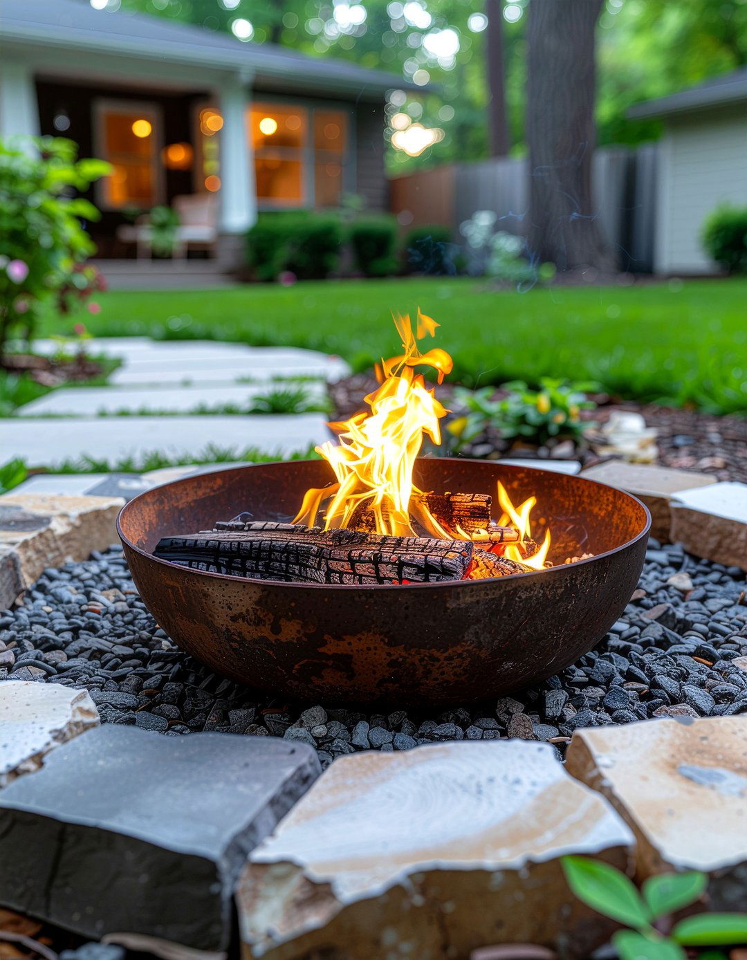 Classic Single Rim Ground Installation - 24 Truck Rim Fire Pit Ideas