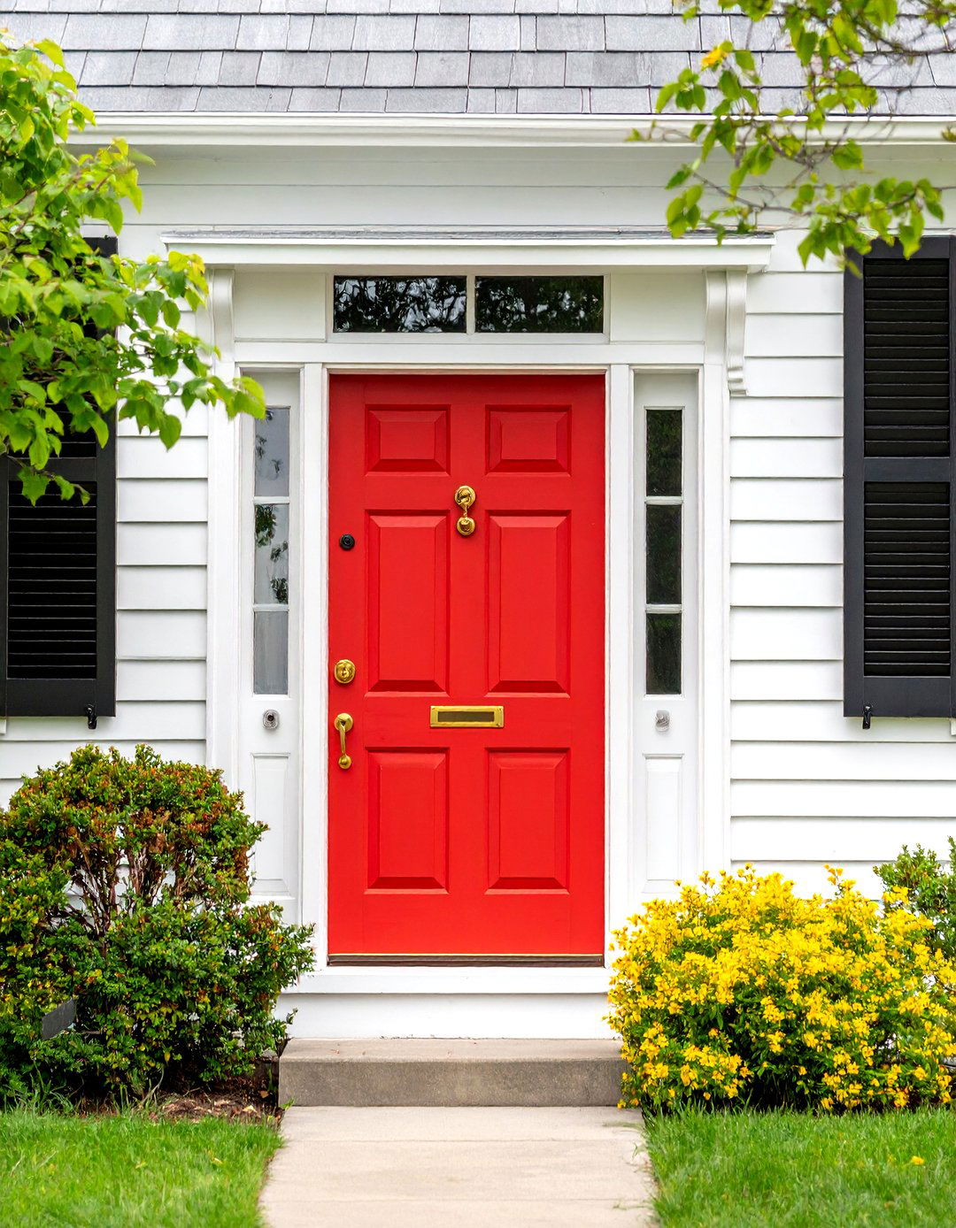 Classic Six Panel Red Colonial Door - 24 Colonial Front Door Ideas