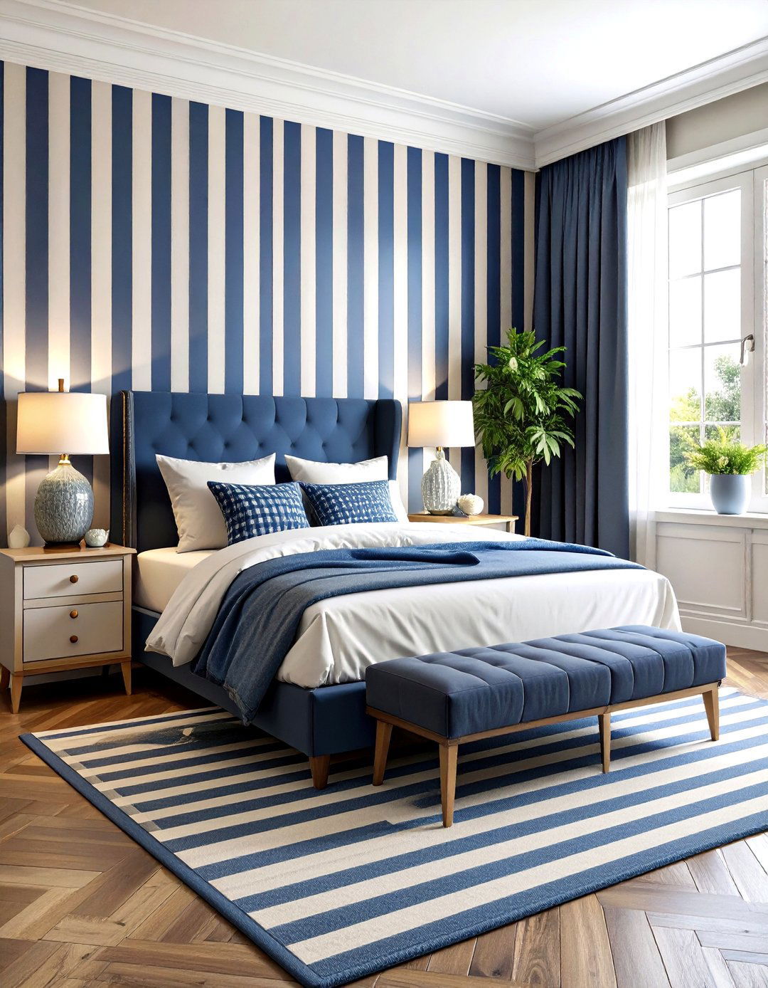 Classic Stripes Pattern Bedroom - 24 Blair Waldorf Bedroom