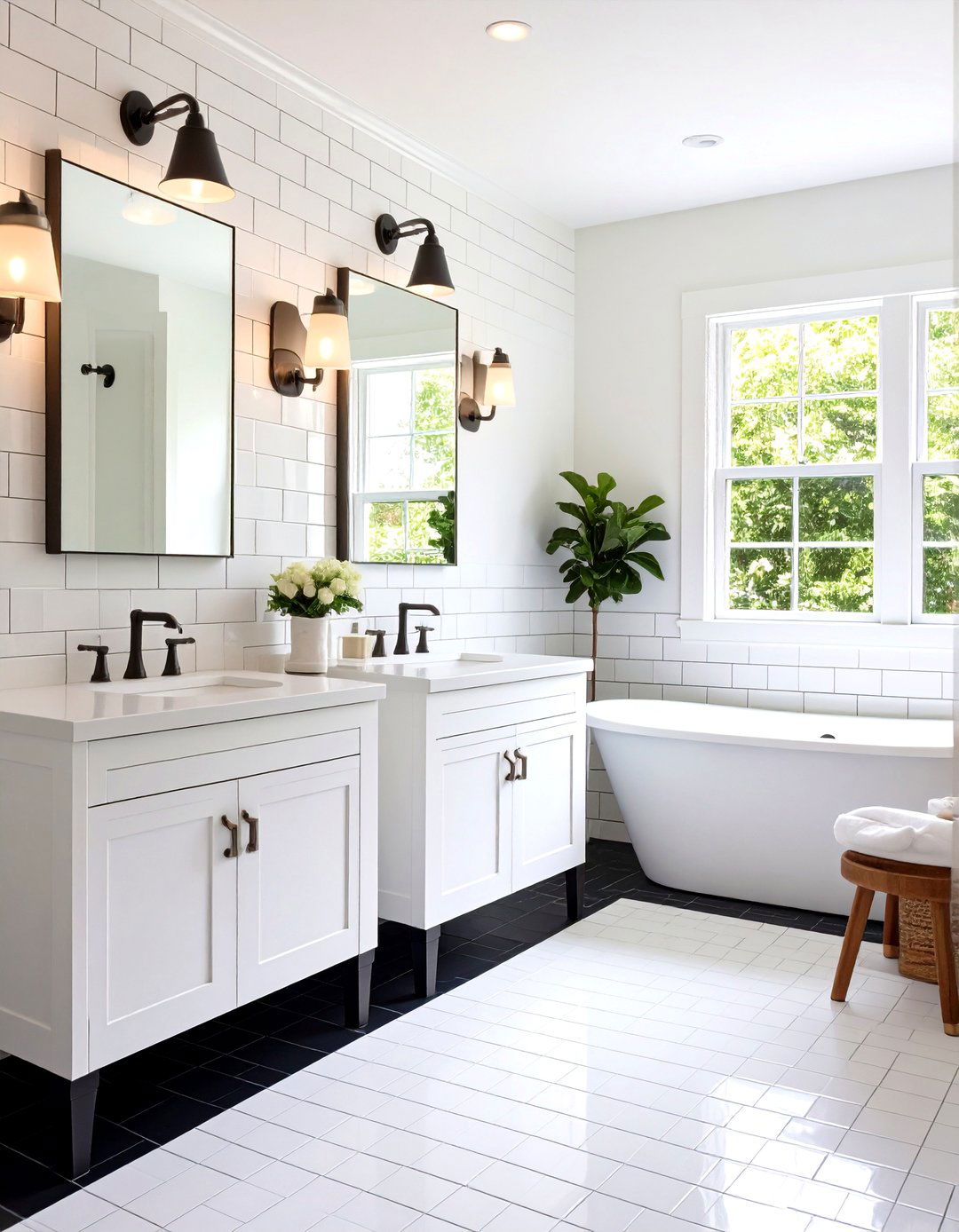 Classic Subway Tile Hall Bathroom - 24 Hall Bathroom Ideas