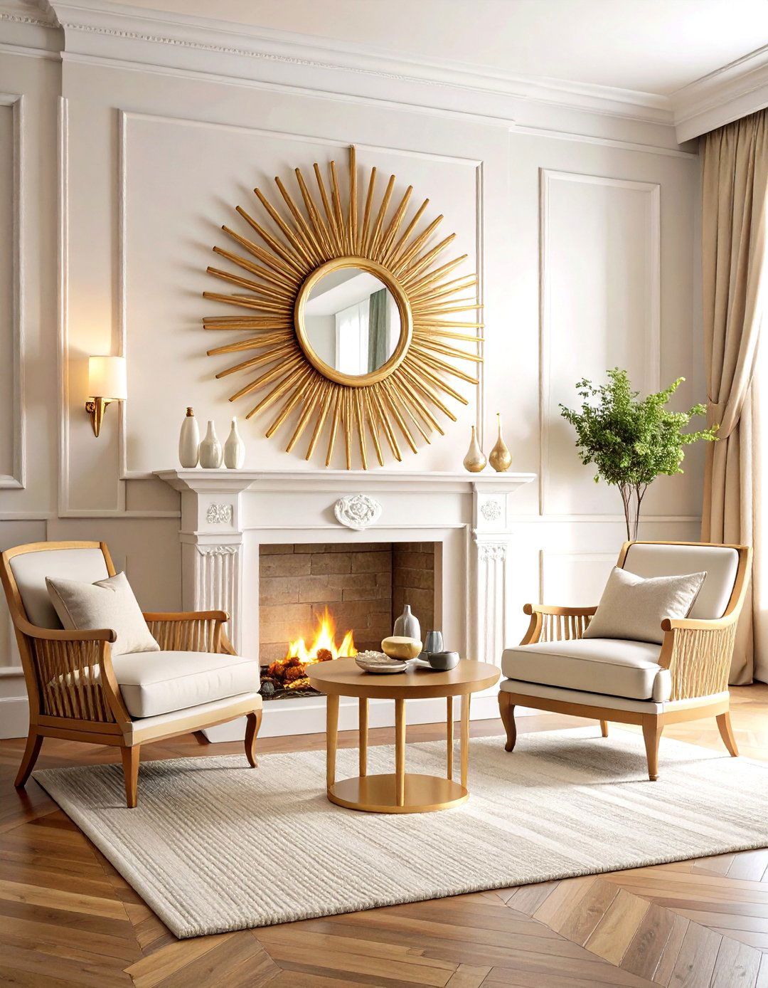 Classic Sunburst Mirror Design - 24 Mirror Over Fireplace Ideas
