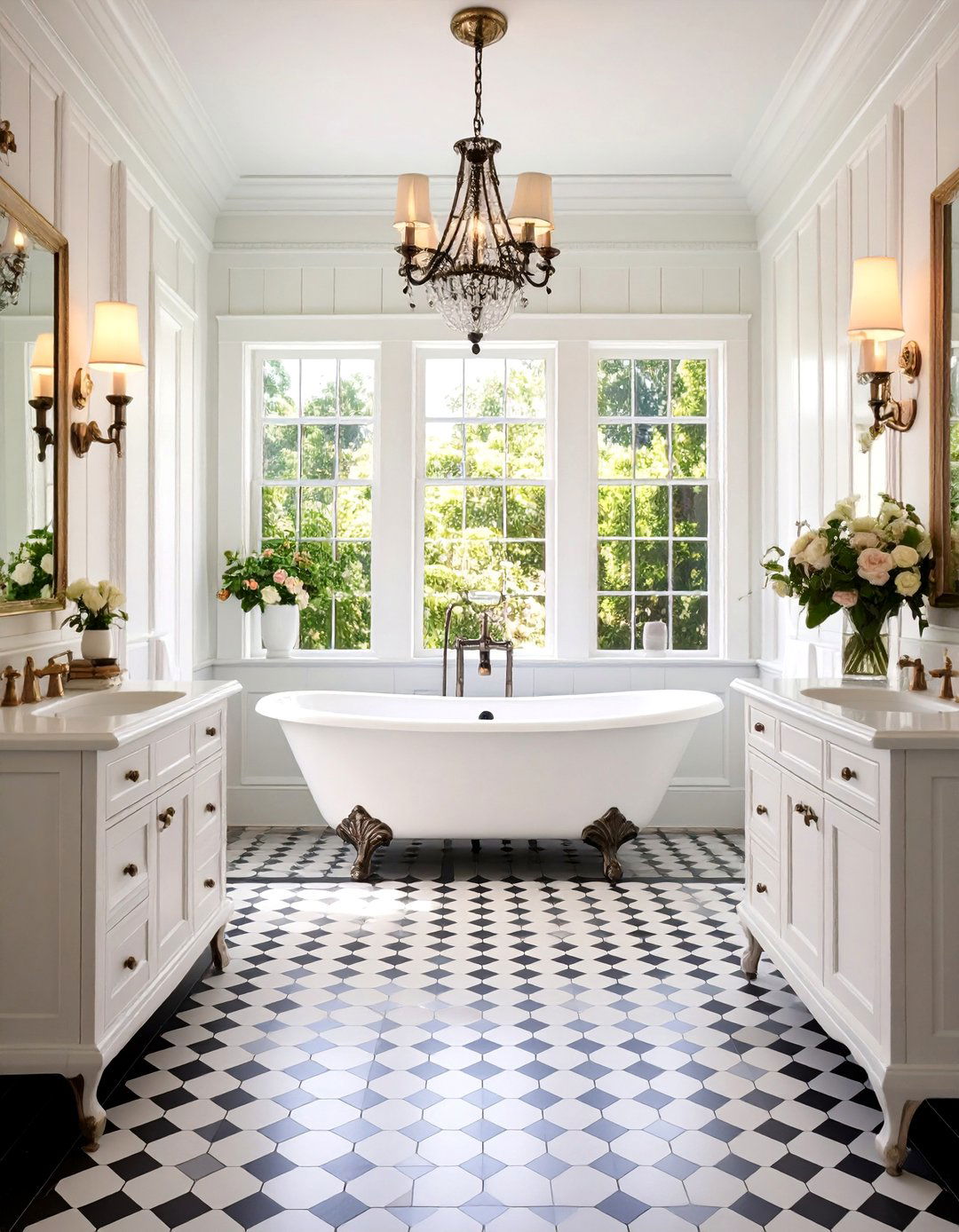 Classic Victorian Black and White Bathroom - 24 Black and White Bathroom Ideas