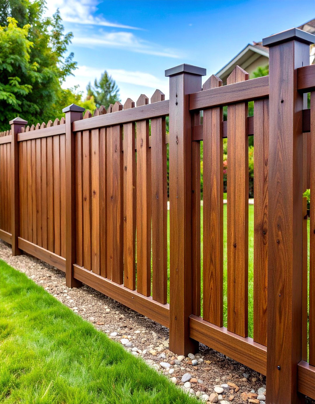 Classic Walnut Wood Grain Vinyl Fence - 24 Vinyl Fence Colors