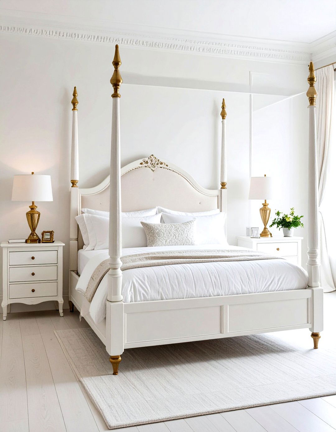 Classic White Bedroom with Timeless Gold Details - 24 White and Gold Bedroom Ideas