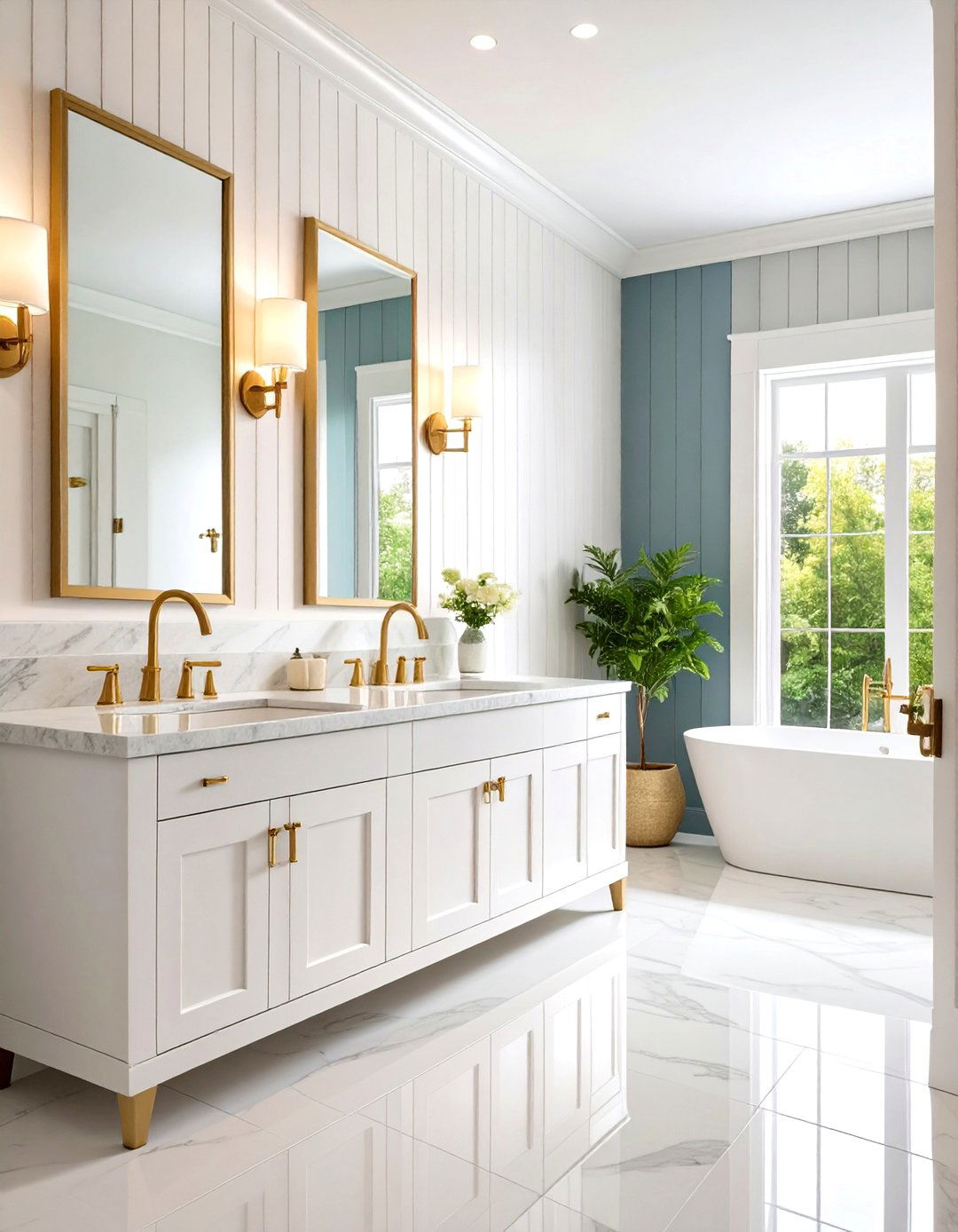 Classic White Board and Batten Design - 24 Powder Room Wainscoting Ideas
