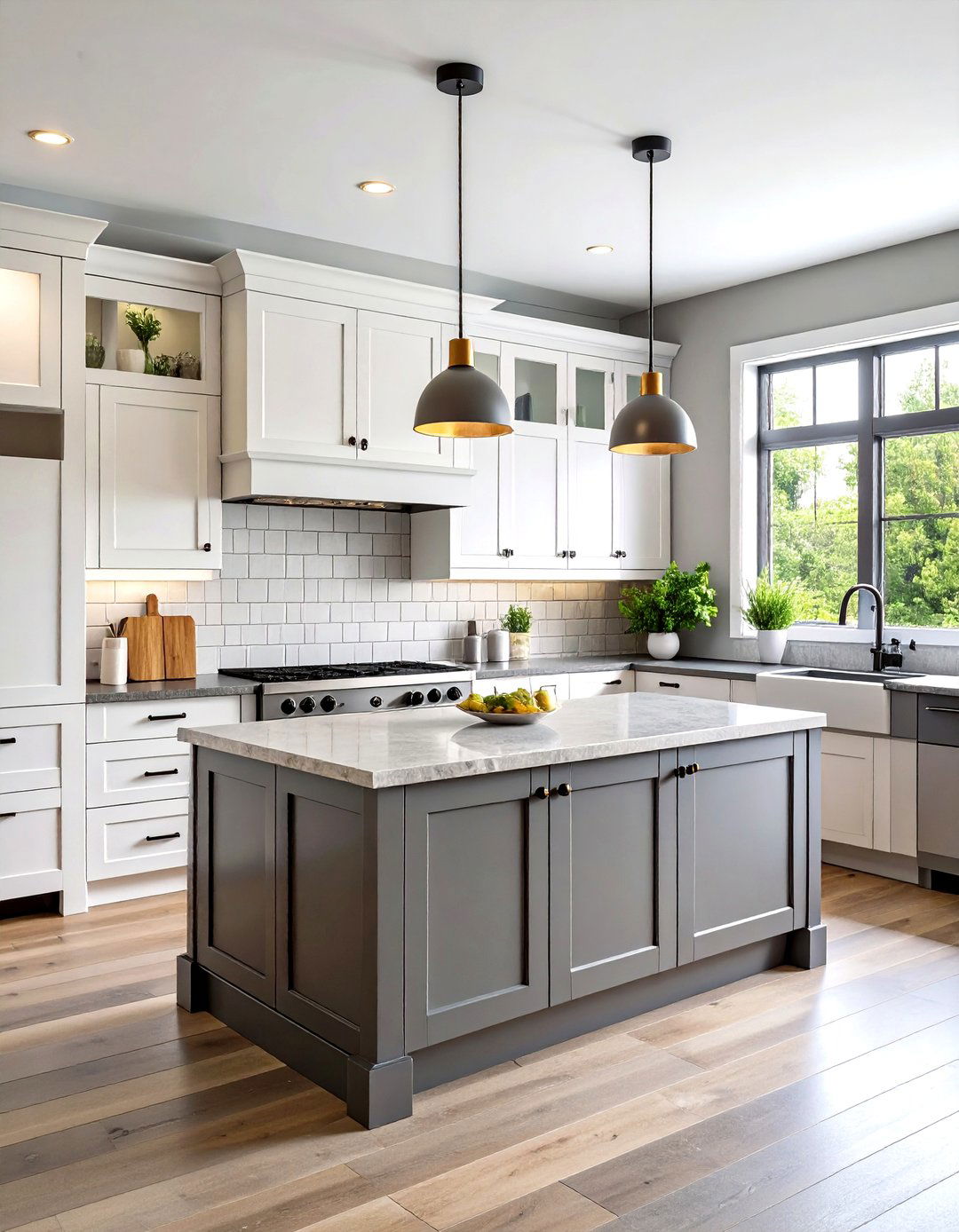 Classic White Kitchen with Grey Accents - 24 Grey and White House Interior Design Ideas