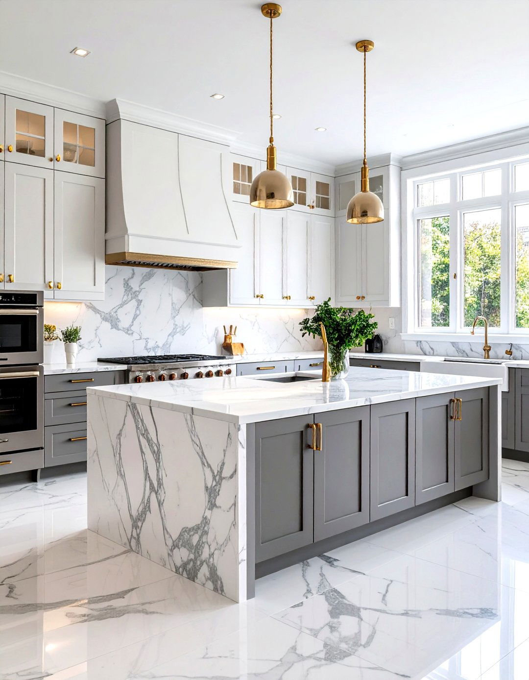 Classic White Marble Luxury - 24 Grey and White Kitchen Ideas