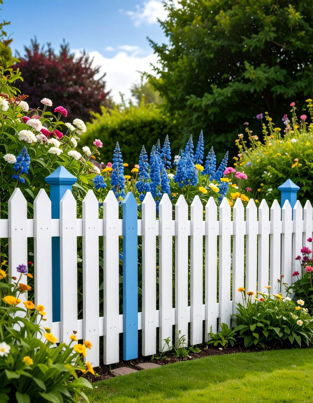 Classic White Picket Fence Charm - 24 Garden Fence Colour Ideas