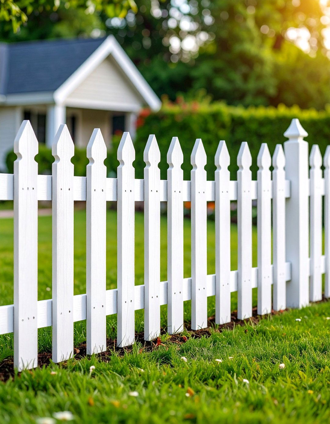 Classic White Picket Fence Design - 24 Backyard Fence Ideas