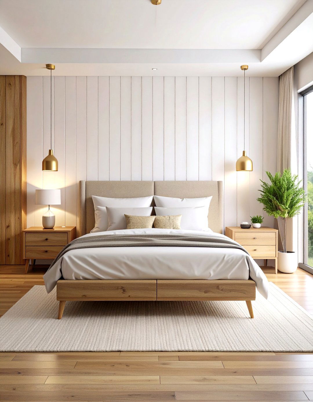 Classic White Shiplap Accent Wall - 24 Shiplap Bedroom Ideas