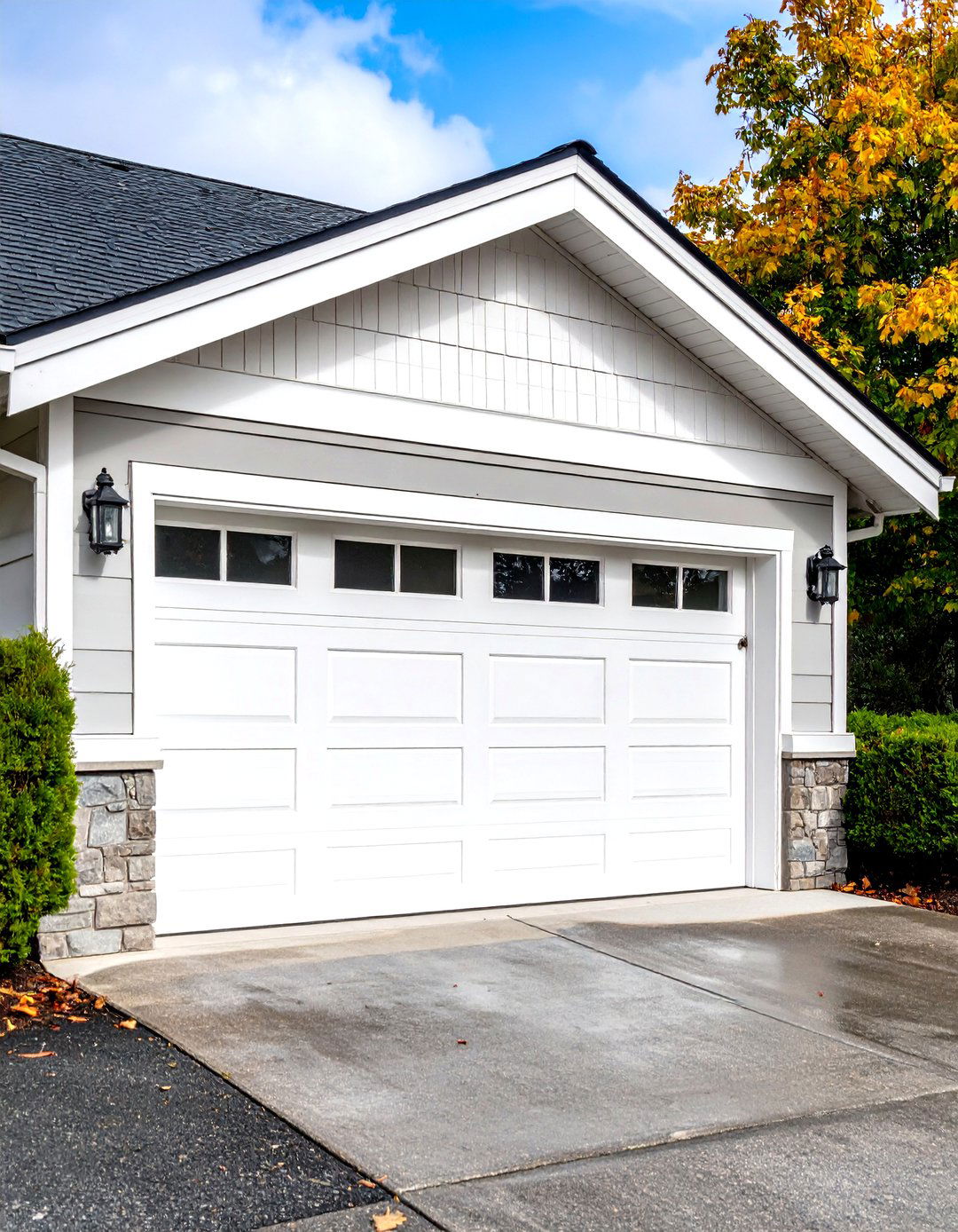 Classic White Traditional Garage Door Trim - 24 Exterior Garage Door Trim Ideas