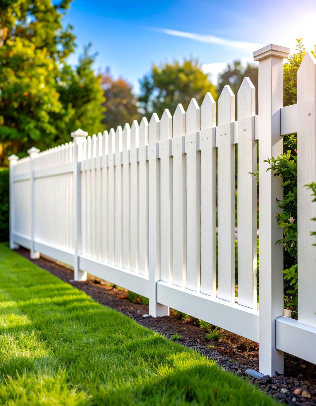 Classic White Vinyl Solid Privacy Fence - 24 White Privacy Fence Ideas