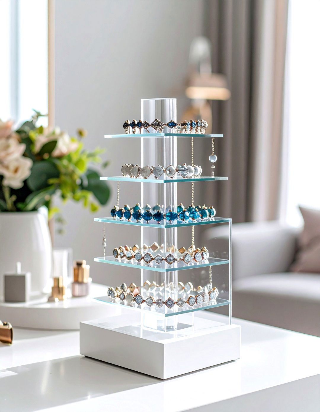 Clear Acrylic Tower Organization - 24 Jewelry Storage Ideas