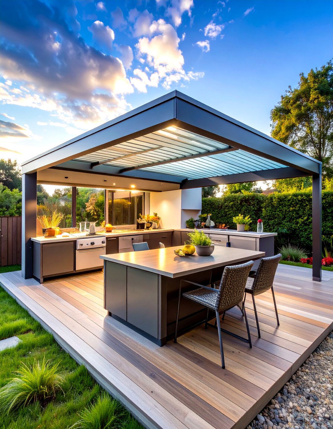 Clear Polycarbonate Panel Roof - 24 Outdoor Kitchen Roof Ideas