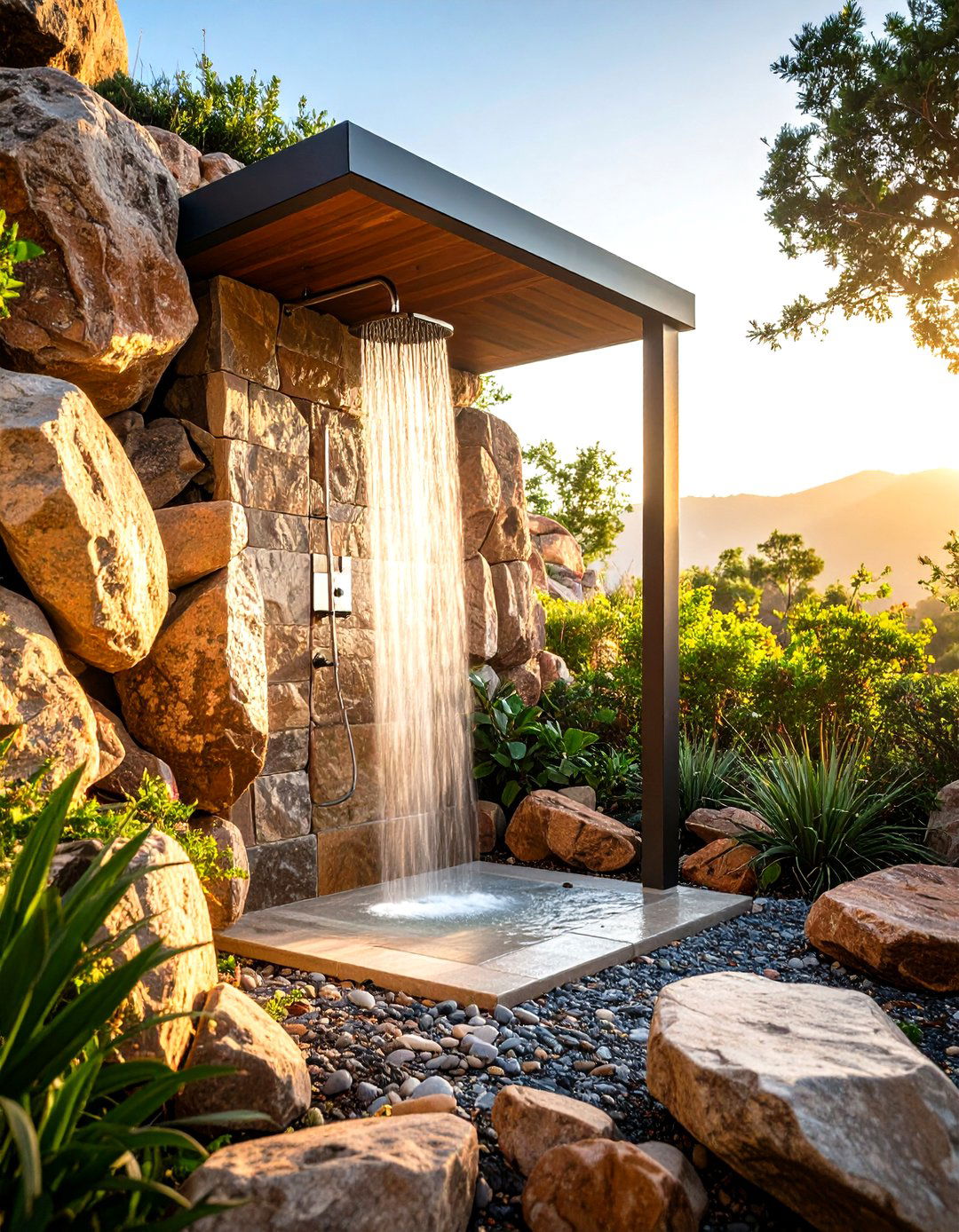 Cliffside Rock Formation Natural Shower Cave - 24 Outdoor Shower Ideas