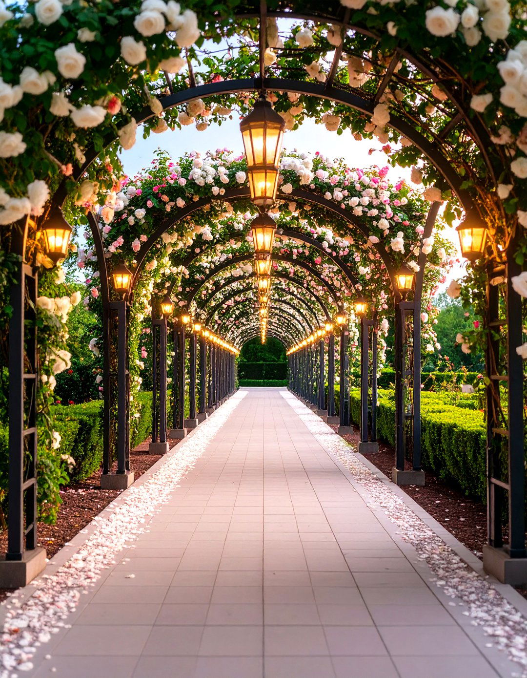 Climbing Rose Arbor Walkway - 24 Italian Garden Design Ideas
