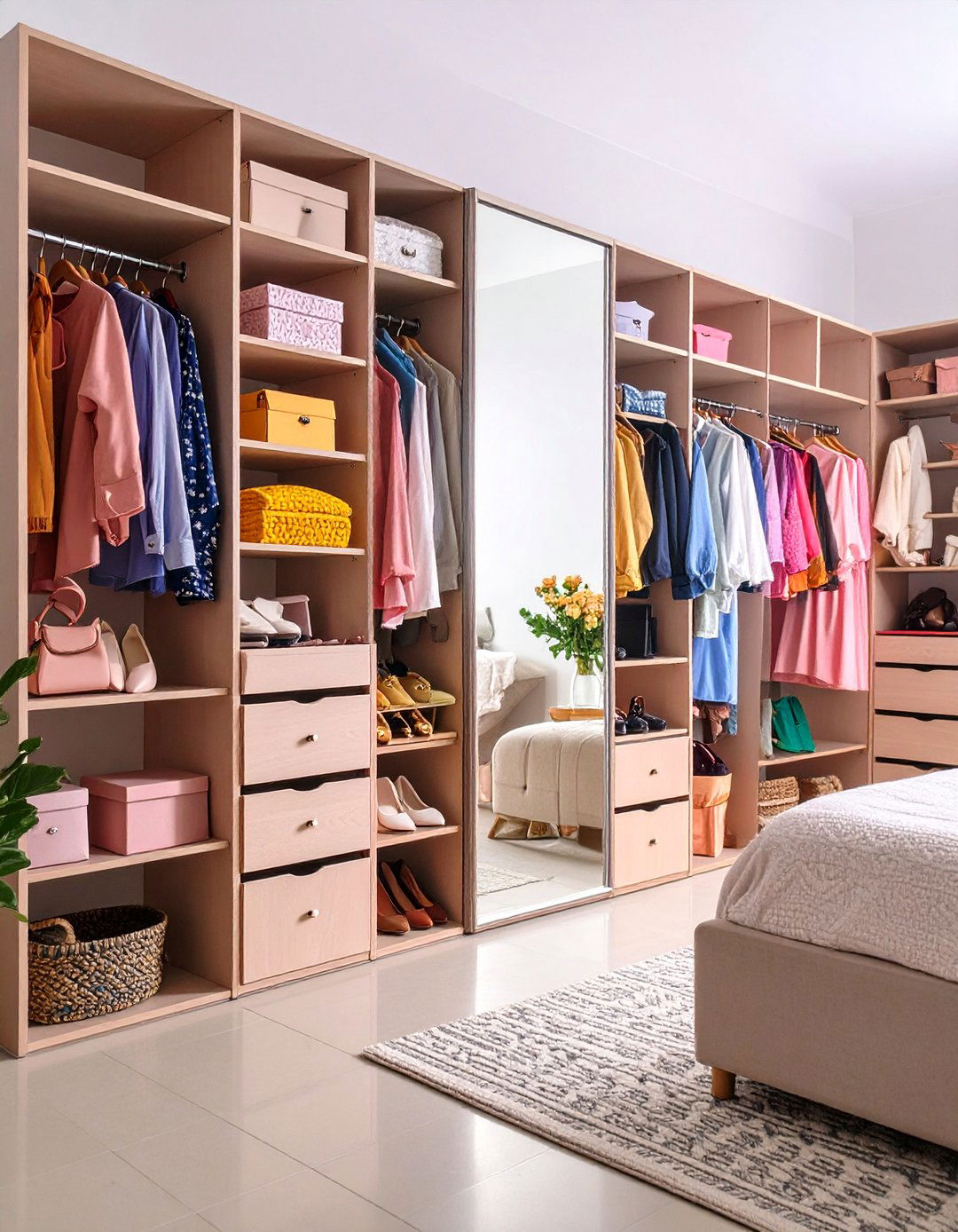 Closet Door Mirror Storage with Hidden Compartments - 24 Clothes Storage Ideas