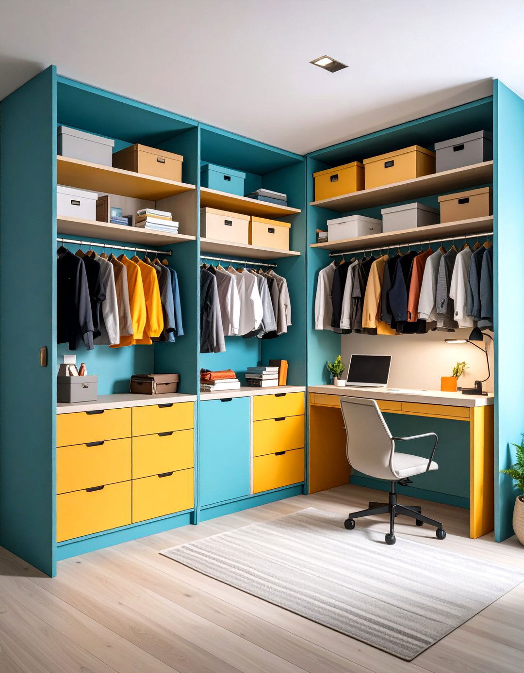 Closet Office Conversion with Hidden Storage - 24 Built-in Desk Ideas
