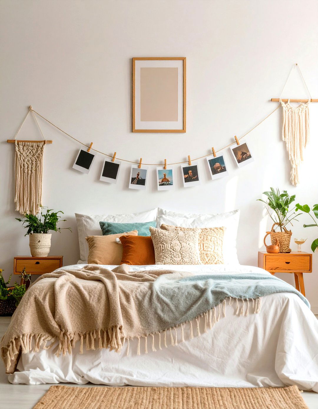 Clothesline String Photo Hangings - 24 Photo Wall Ideas