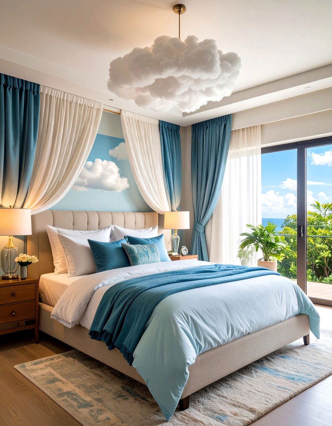 Cloud Pattern Curtain Bedroom - 24 Cloud Themed Bedroom Ideas