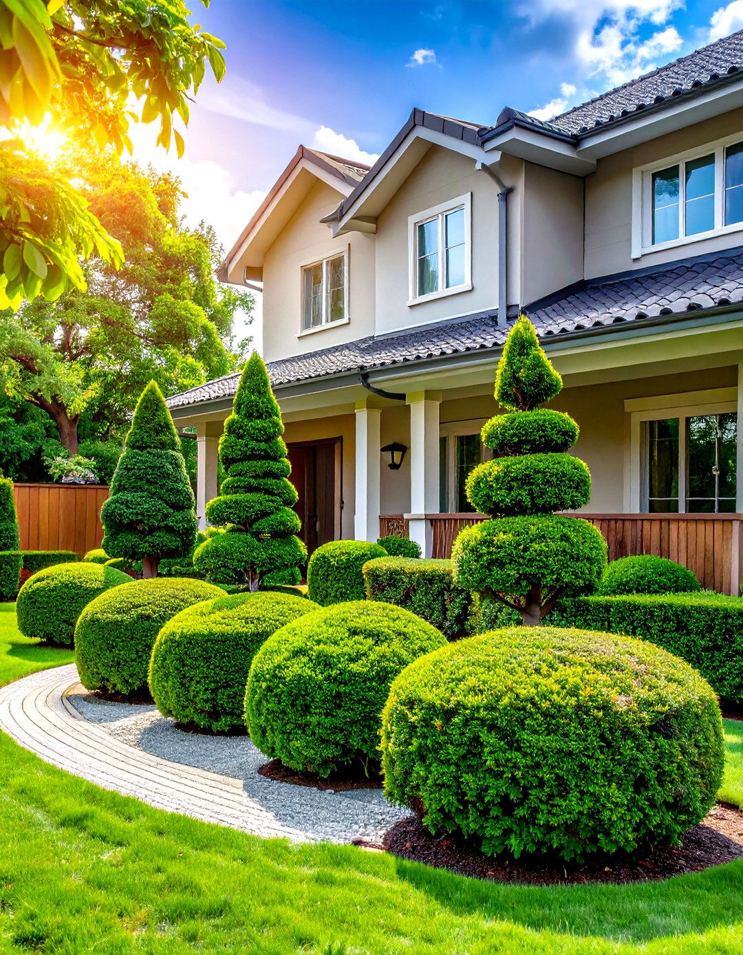 Cloud Pruned Sculptural Boxwood Garden - 24 Front Yard Boxwood Shrubs