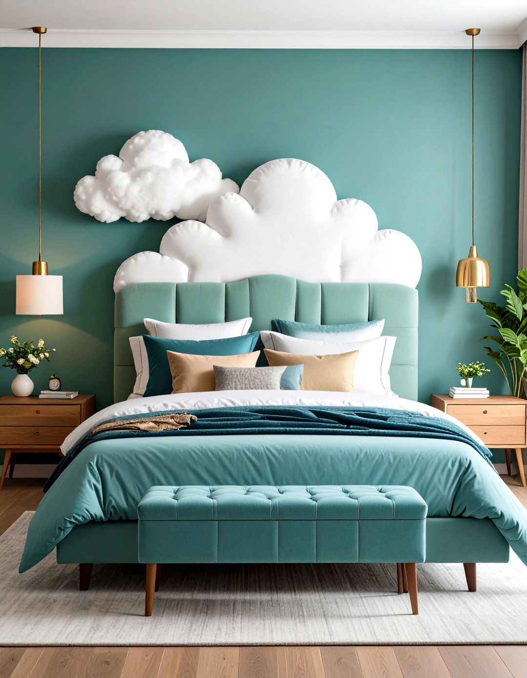 Cloud Shaped Headboard Bedroom - 24 Cloud Themed Bedroom Ideas