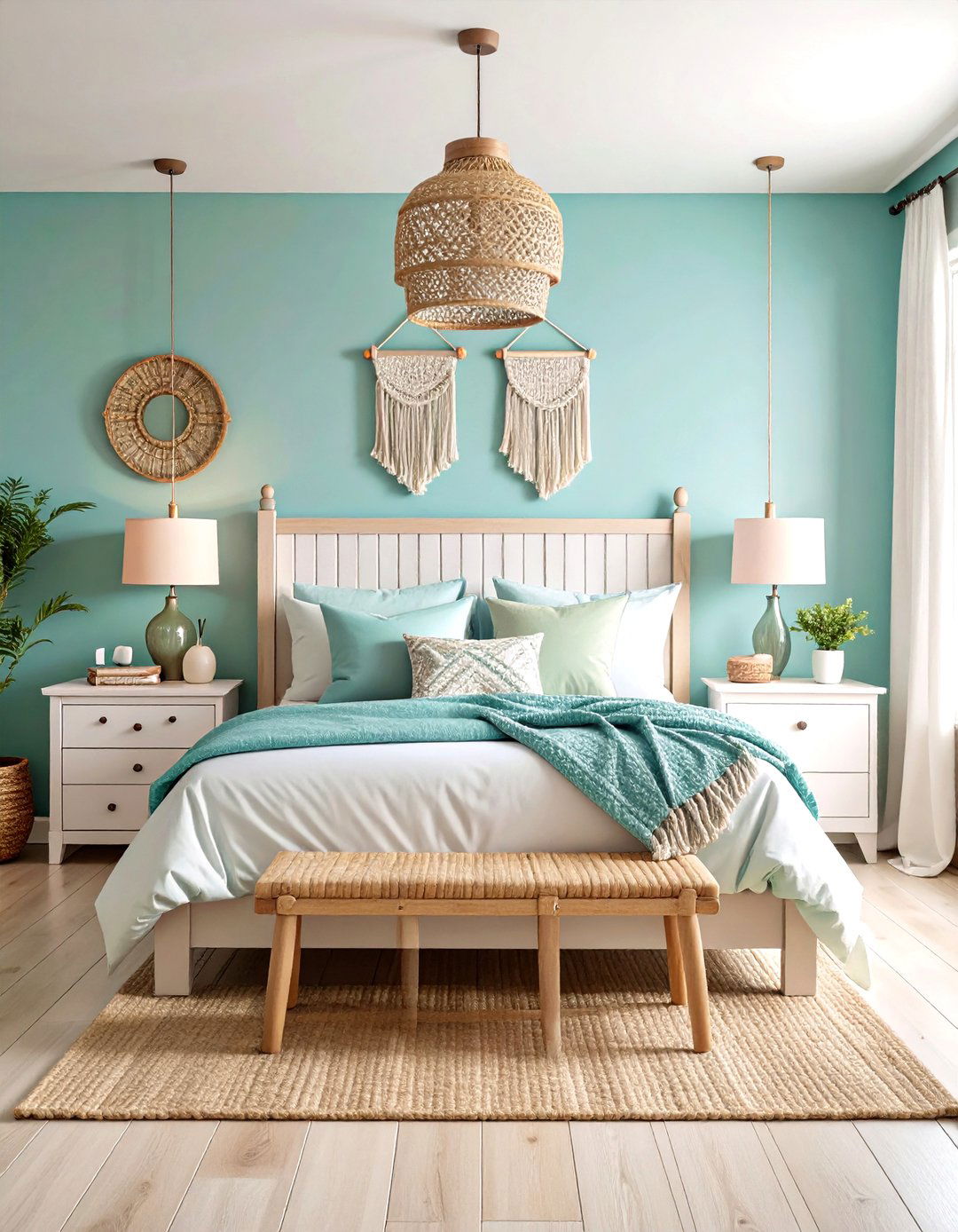 Coastal Aqua Beach House Style - 24 Girls Blue Bedroom Ideas