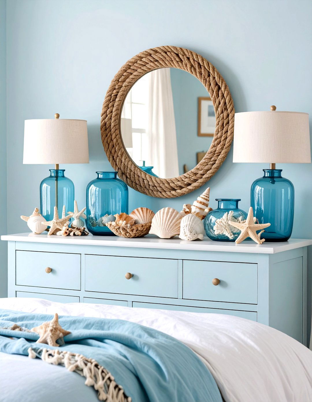 Coastal Beach House Serenity Theme - 24 Dresser Decor Ideas