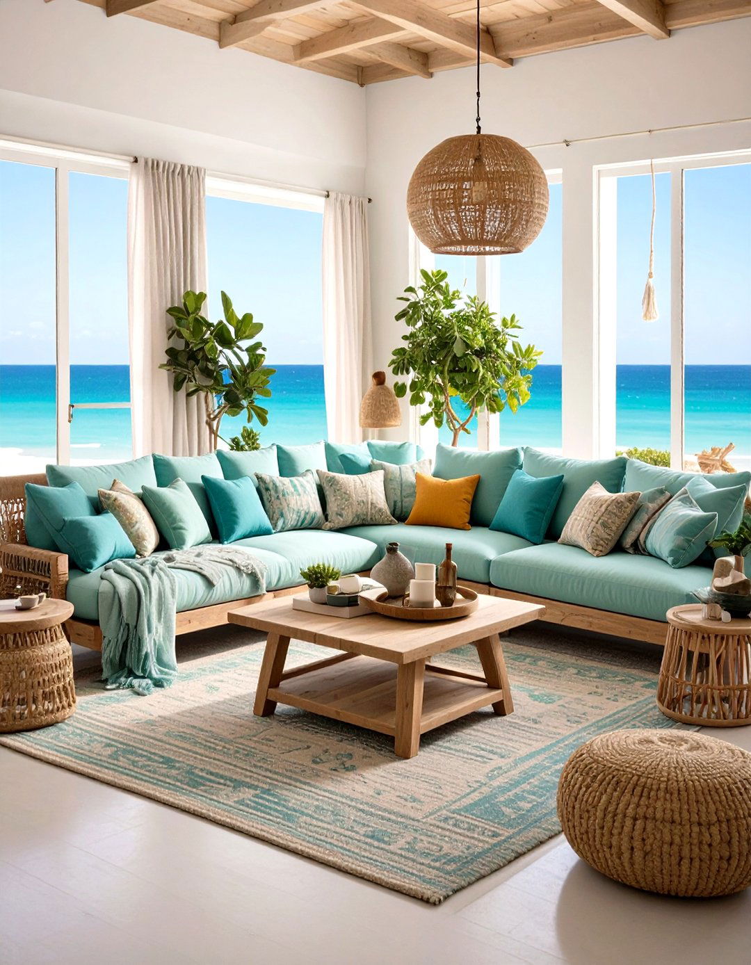 Coastal Beach House Sunken Area - 24 Sunken Living Room Ideas