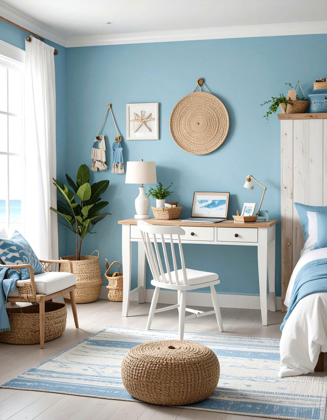 Coastal Bedroom Office with Nautical Elements - 24 Bedroom Office Ideas