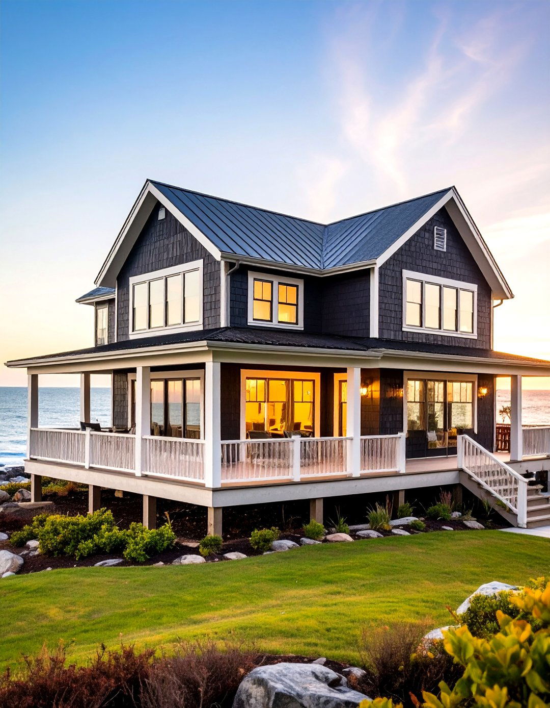 Coastal Black Siding House - 24 black siding house ideas