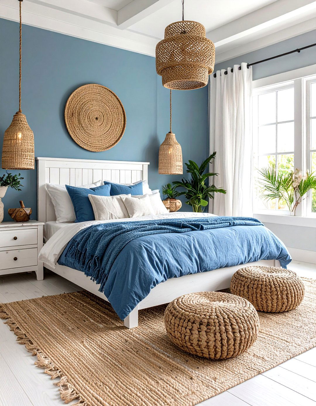 Coastal Blue Bedroom with Whitewashed Wood - 24 Blue Bedroom Ideas