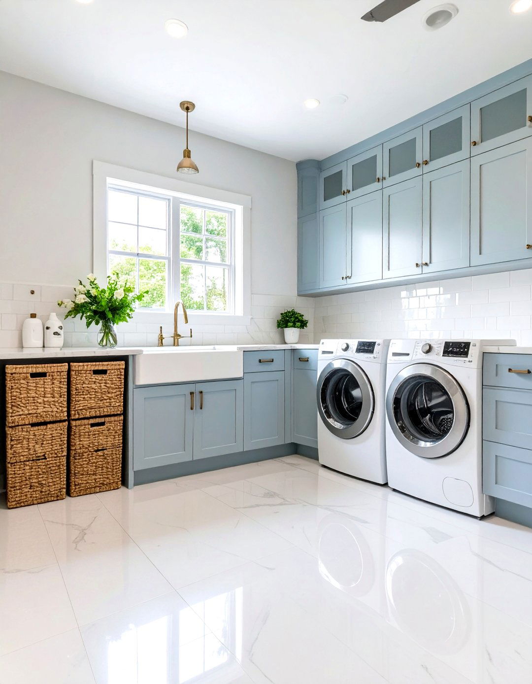 Coastal Blue Cabinet Serenity - 24 Laundry Room Decor Ideas