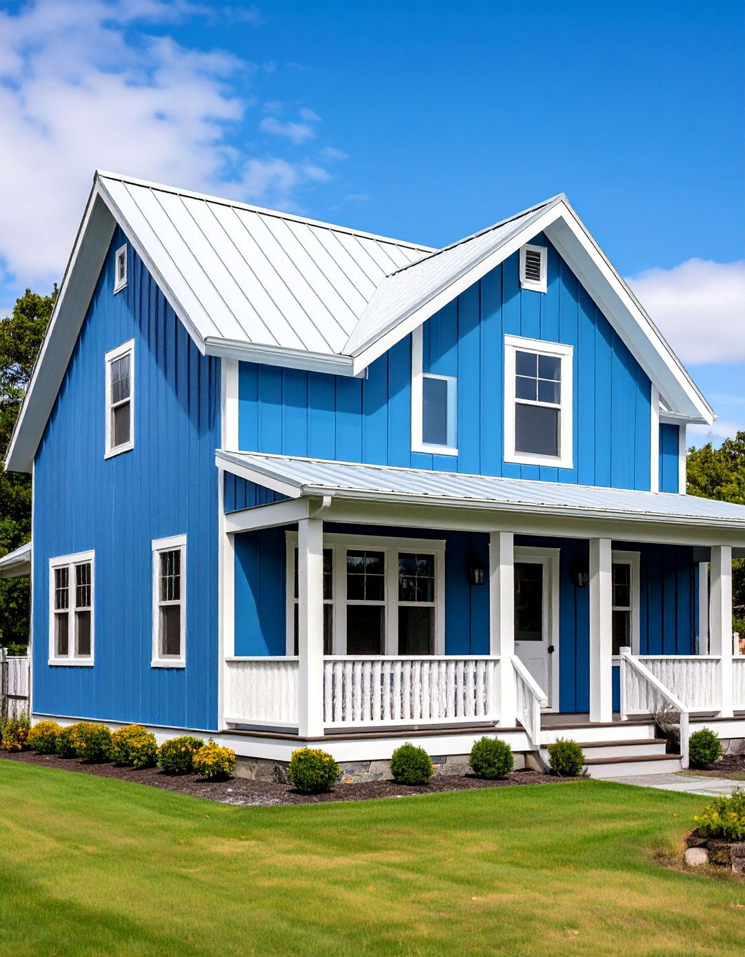 Coastal Blue Farmhouse Siding - 24 Blue House Siding With White Trim