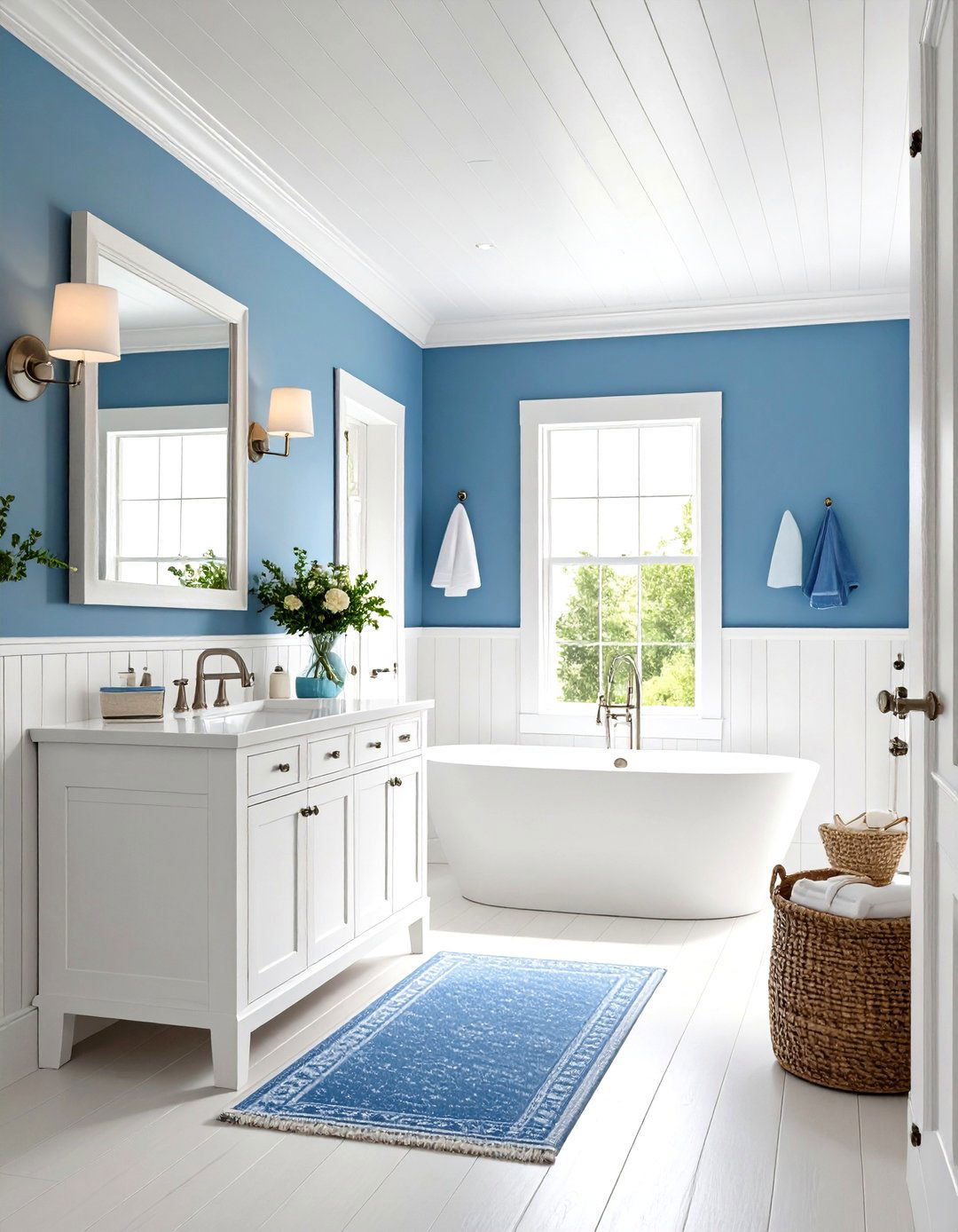 Coastal Blue and White Beadboard Design - 24 Hallway Bathroom Ideas