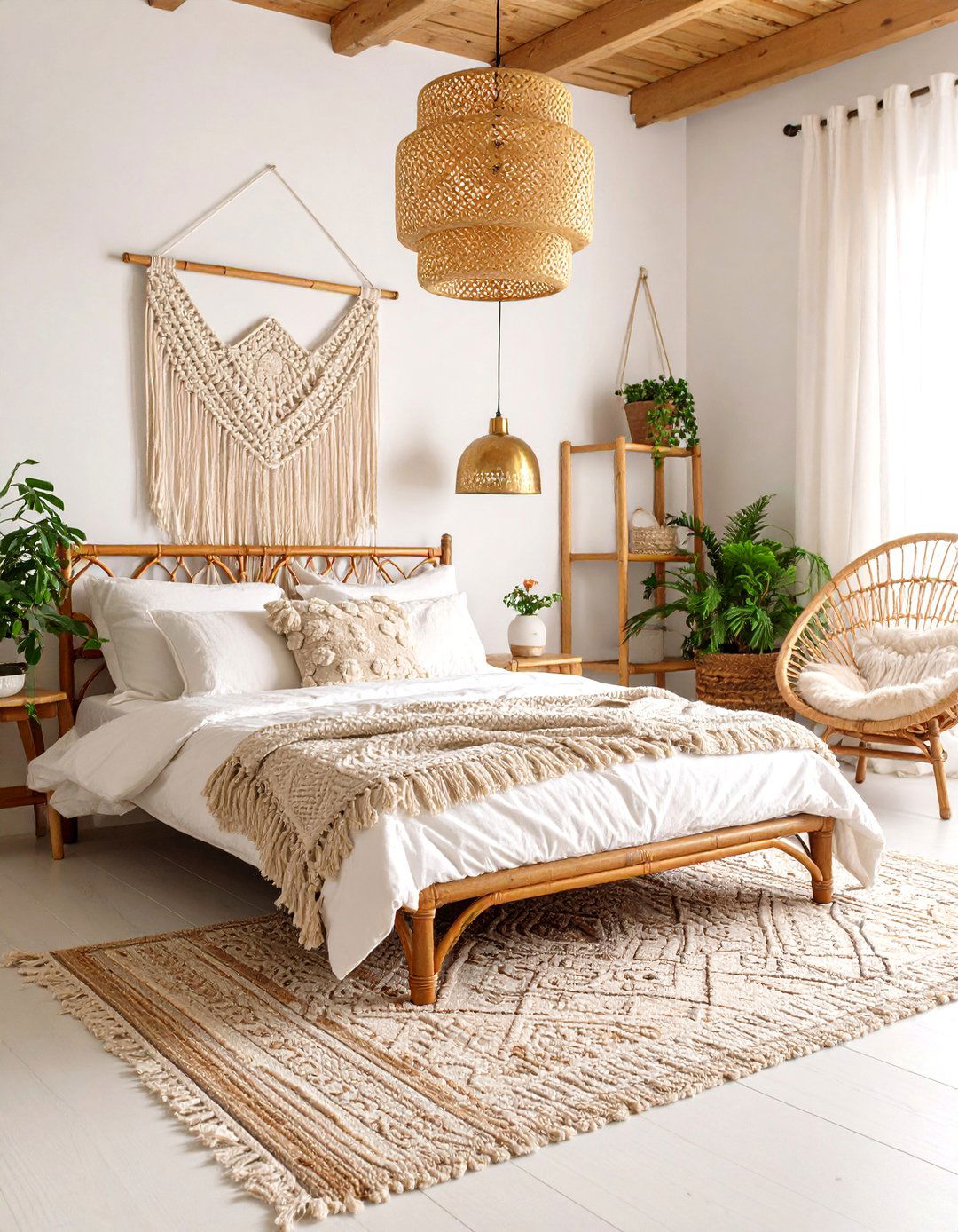 Coastal Bohemian Bedroom with Macrame - 24 Coastal Bedroom Ideas