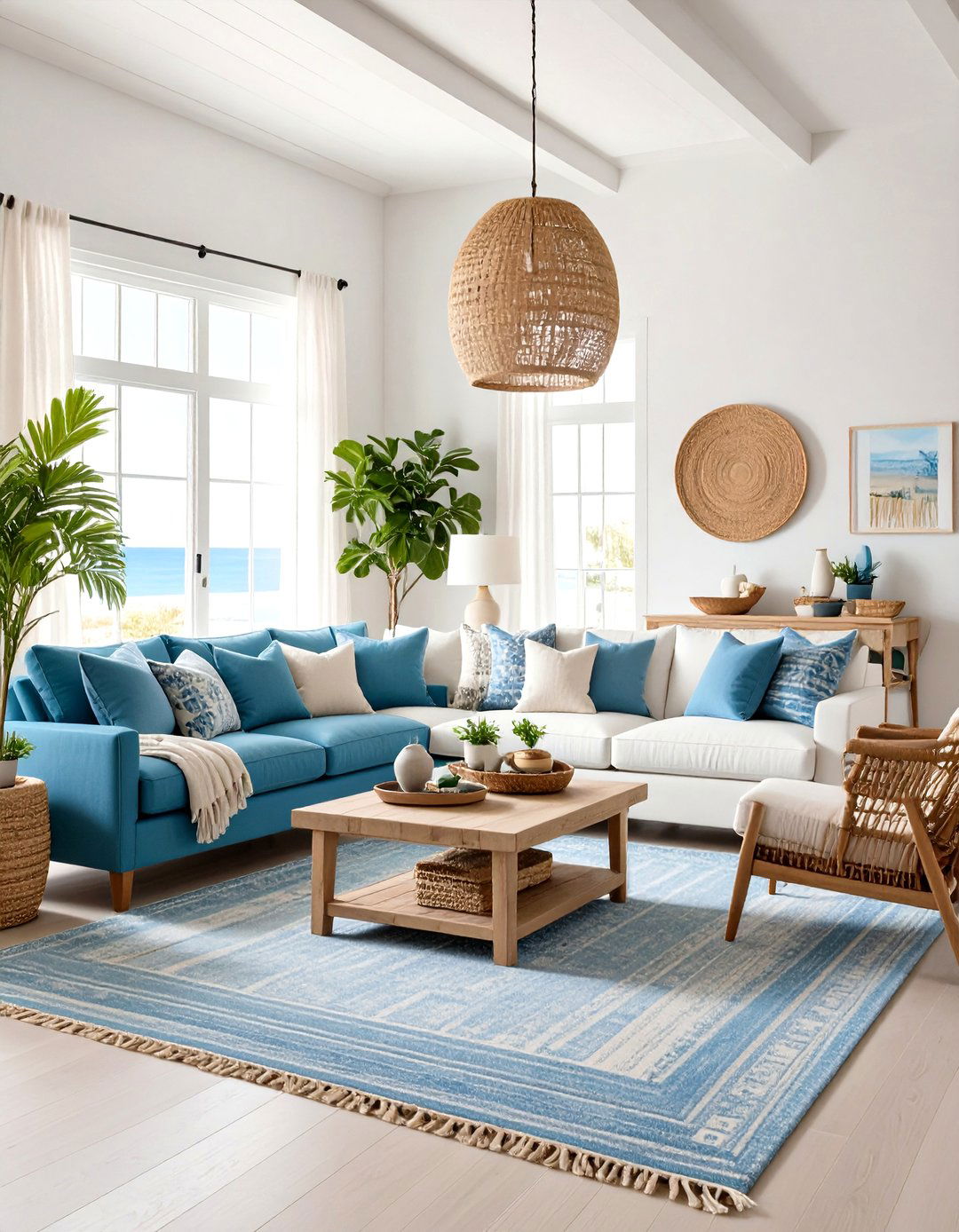 Coastal Breeze Living Room Design - 24 Tropical Living Room Ideas