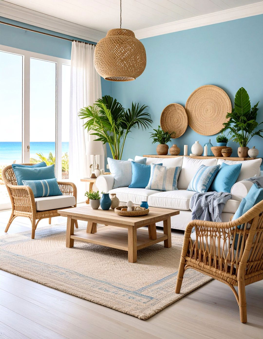 Coastal Breeze Living Room - 24 blue and beige living room ideas
