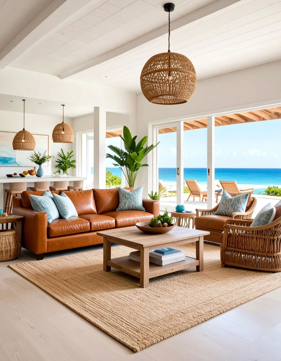 Coastal Brown Leather Living Room Theme - 24 Brown Leather Couch Living Room Ideas