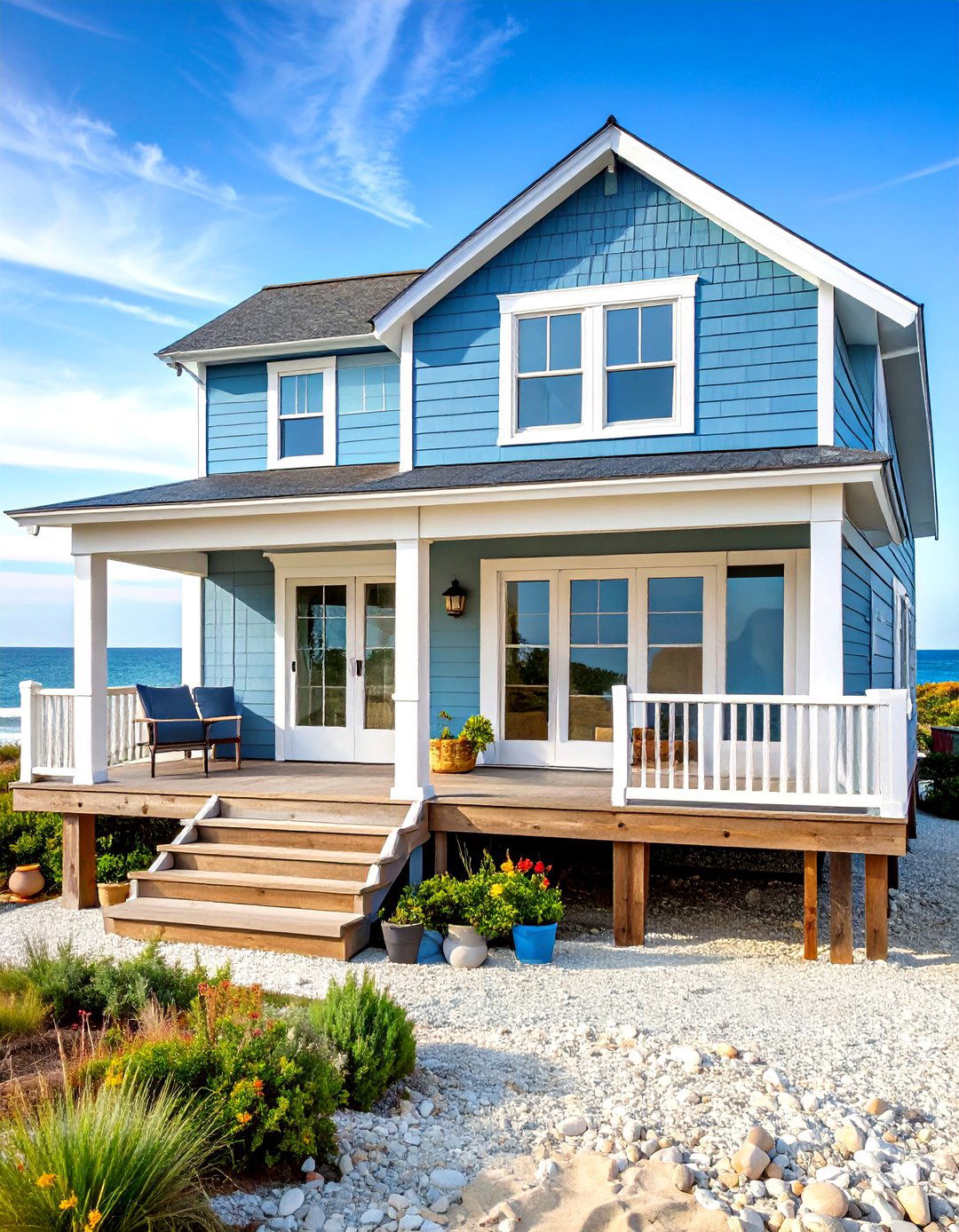 Coastal Contemporary Greige Beach House - 24 Greige Paint Colors for Exteriors