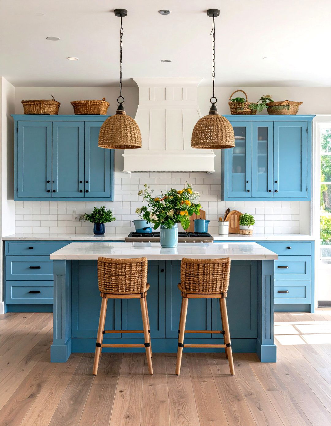 Coastal Cottage Kitchen with Weathered Blue Cabinets - 24 Shabby Chic Kitchen Ideas