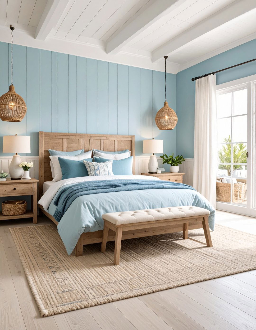 Coastal Cottage Light Blue Bedroom - 24 Blue and White Bedroom Ideas